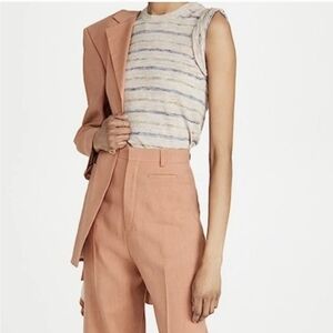 Veronica Beard Renley Striped Sleeveless Knit Shell Top Vest Pink XS